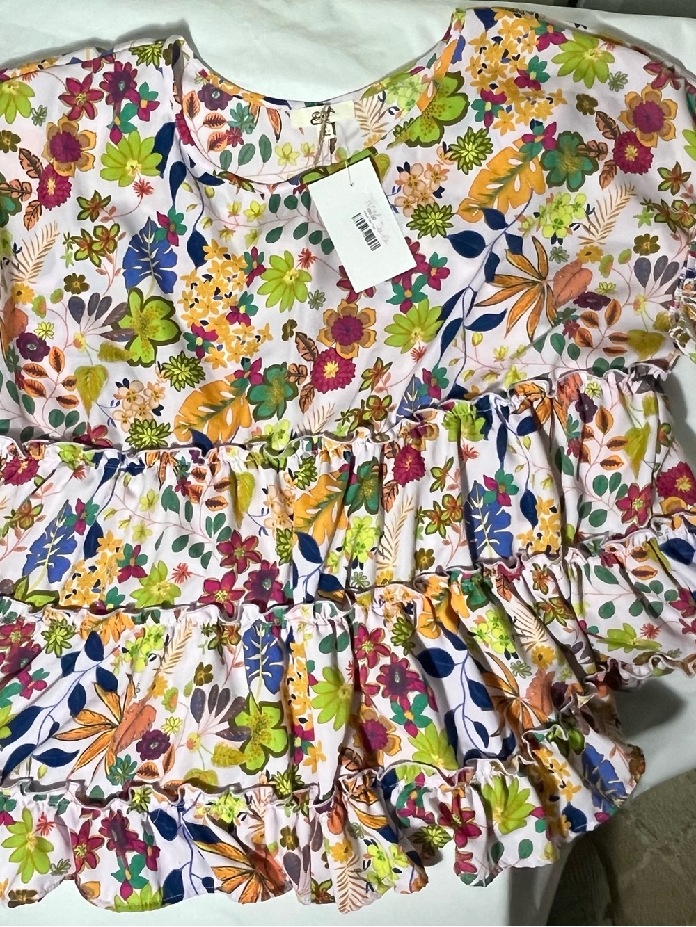 NWT! Easel Women’s Sz 1X Floral Tiered Ruffle Blouse - Multicolor - Picture 6 of 9
